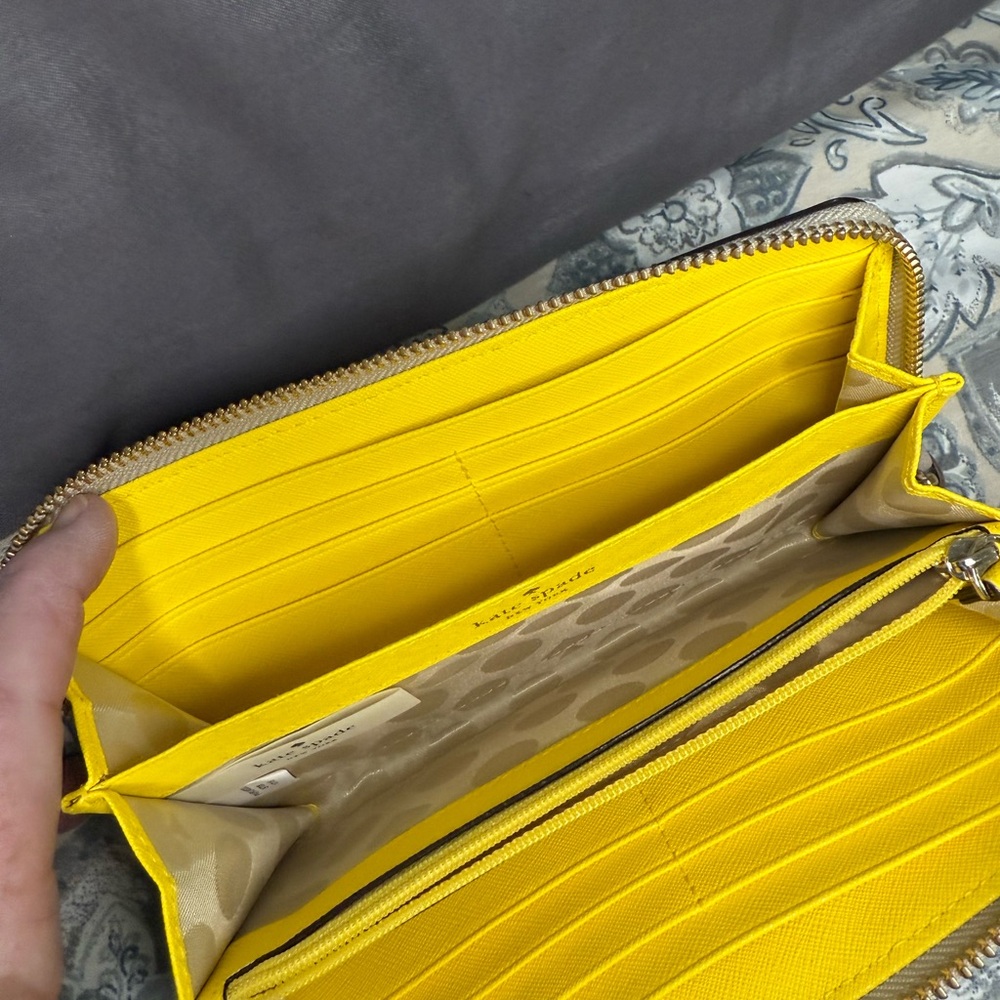 Kate Spade Cream and Yellow Wallet with Bold Stripe - Picture 7 of 10